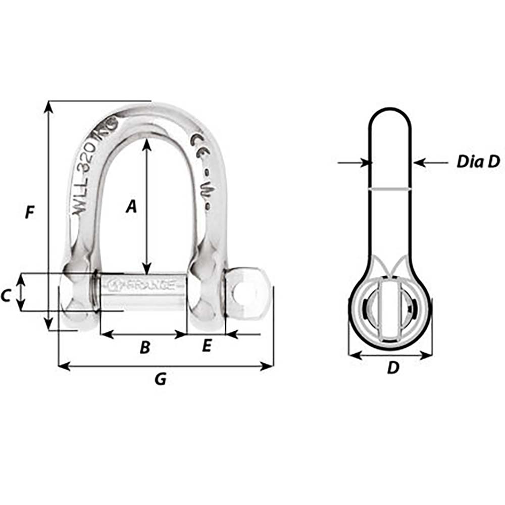 Wichard Self-Locking D Shackle - Diameter 6mm - 1/4" [1203W]