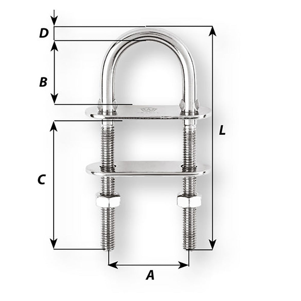 Wichard U-Bolt Pad Eye - 4mm Diameter - 5/32"  [6511W]